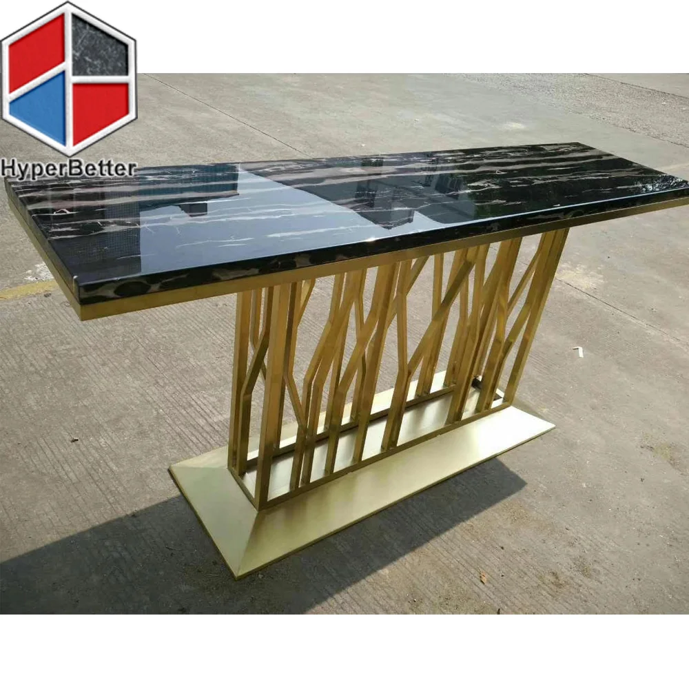 Стойка регистрации из черного мрамора золотого