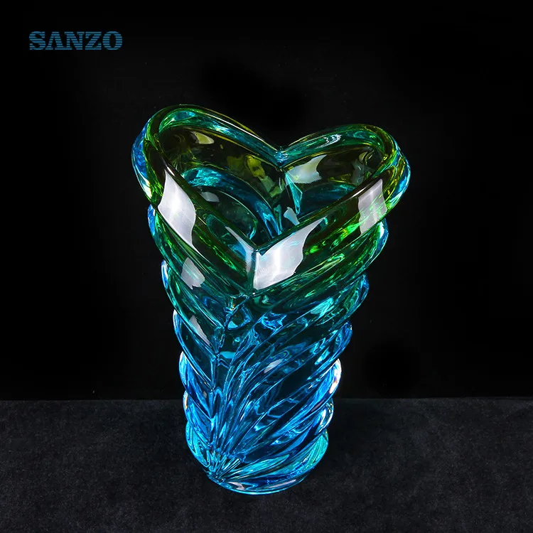 Sanzo Custom Glassware Manufacturer frosted bottle round colour glass vase mini glass vase