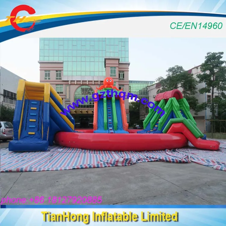 giant inflatable water slide with pool/inflatable water park,commercial inflatable water recreation equipment for sale