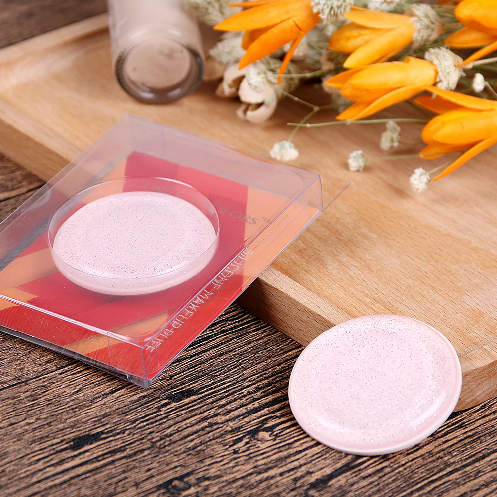 Round Shape Foundation Beauty Tool Glitter Silicone Makeup Sponge Powder Puff