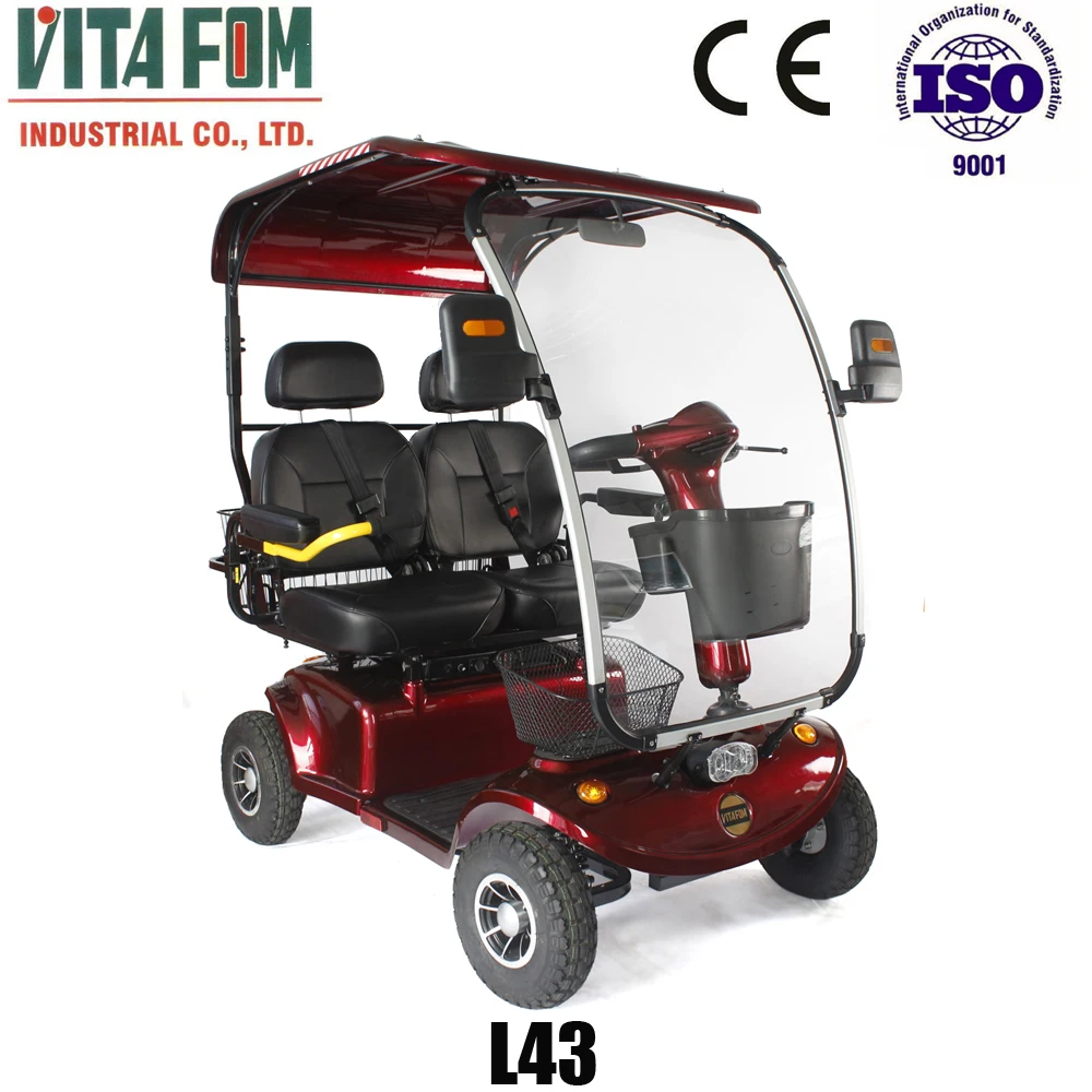 40-60km Endurance Four Wheels Two Person Mobility Scooter Electric Double Seat Mobility Scooter For Golf