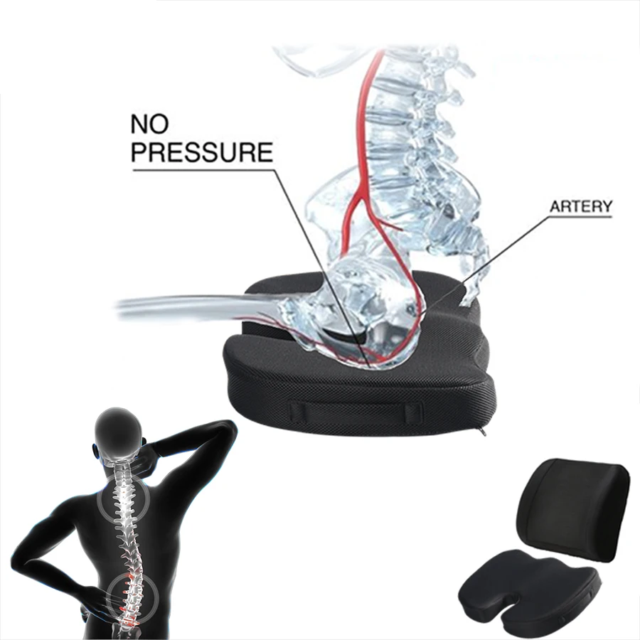 
Wheelchair Cushion for Back Support, Tailbone and Sciatica Pain Relief, Wheelchair Seat Cushion with Washable Non-slip Cover 