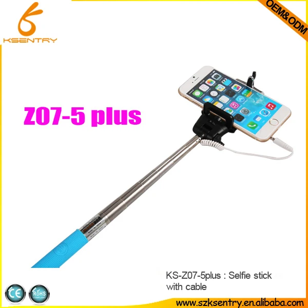 Selfie stick with 3.5mm audio jack cable with owner's phone