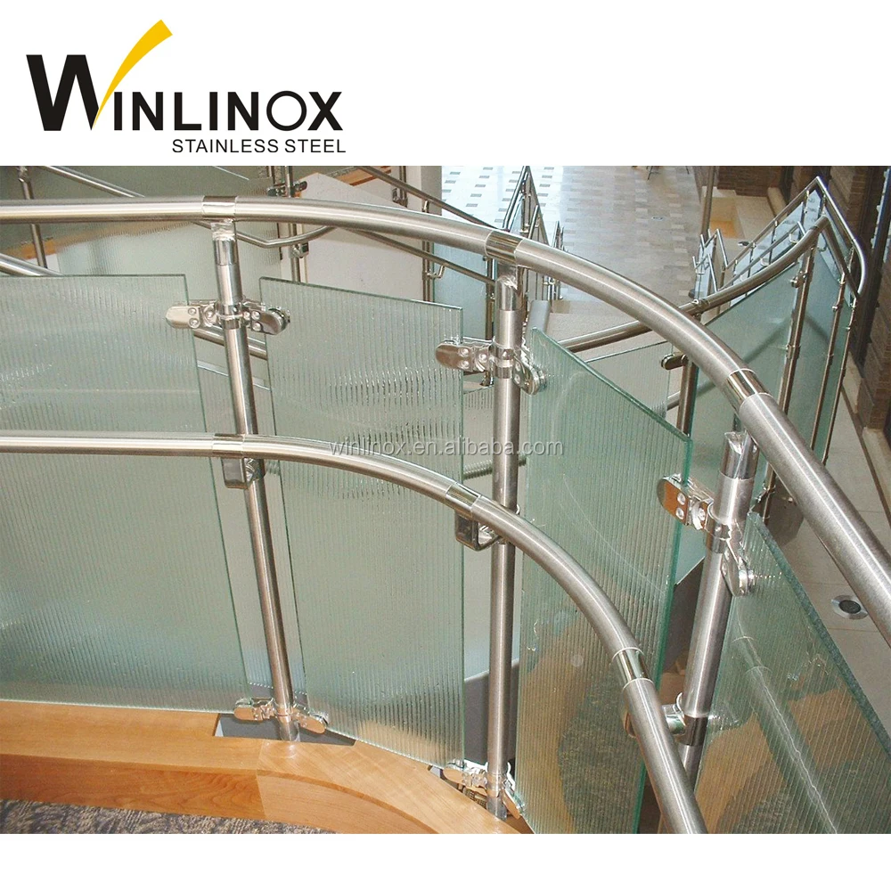 Outdoor inox steel frameless terrace glass spiral staircase prices