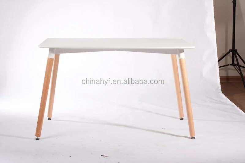 MDF leisure white table with beech wood legs TB-01
