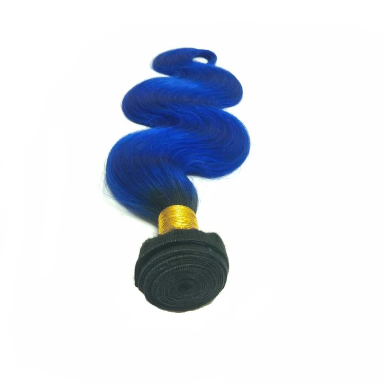 
Brazilian Top Quality 1B/Blue human hair extension two tone ombre color remy human hair weaves body wave 