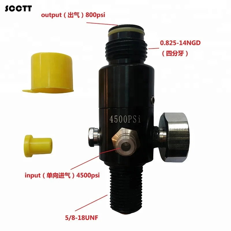 4500psi Paintball Tank Regulator Output Pressure 800psi Thread 5/8-18UNF or M18*1.5 Available