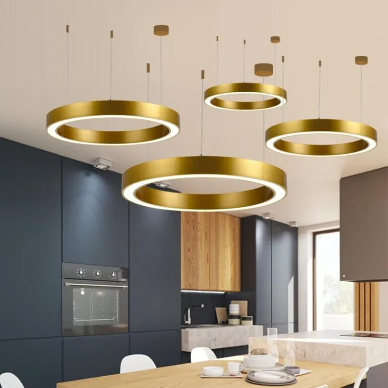 Classic Simple decorative circle hanging lamps golden led pendant light