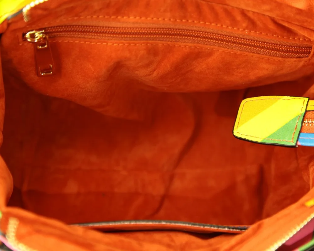 3759 Wholesale China Fashion beautiful rainbow printing high quality ladies PU leather mini satchel bags