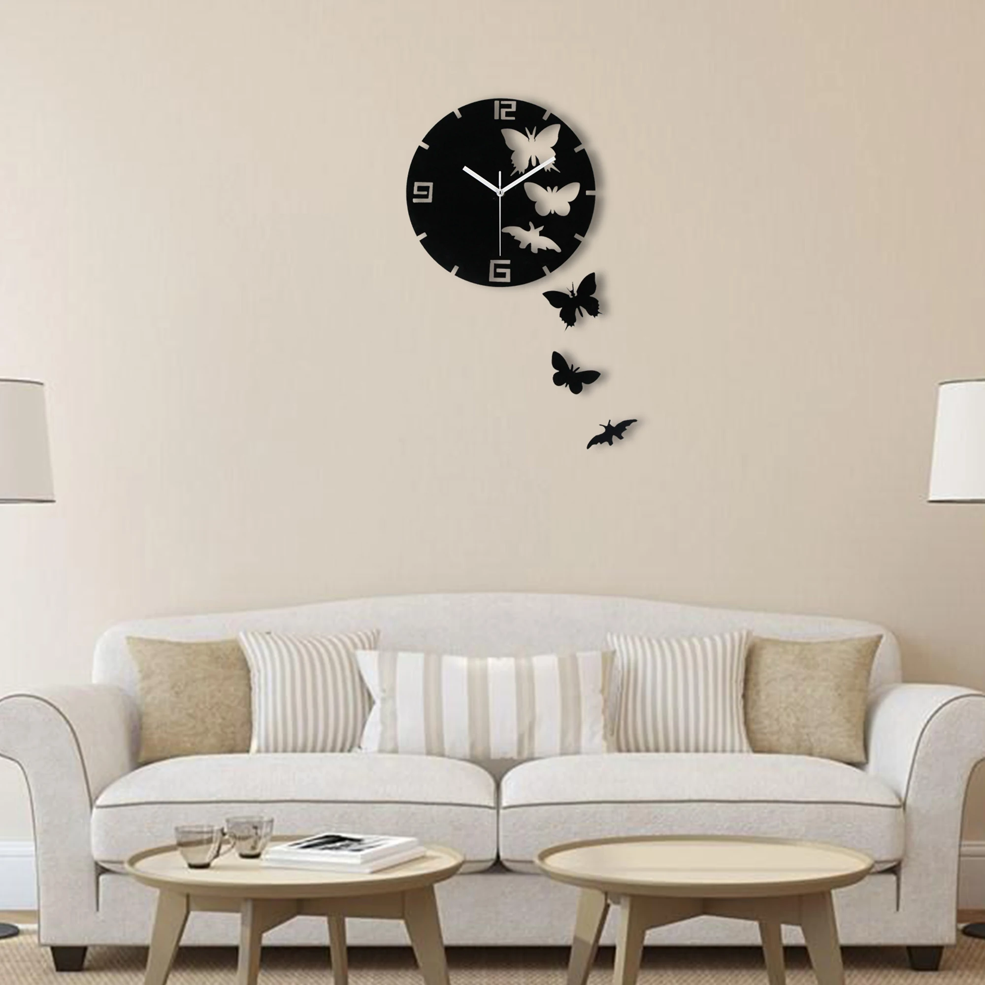 Butterfly Wall Clock Home Decoration DIY Acrylic Stickers Art Watch