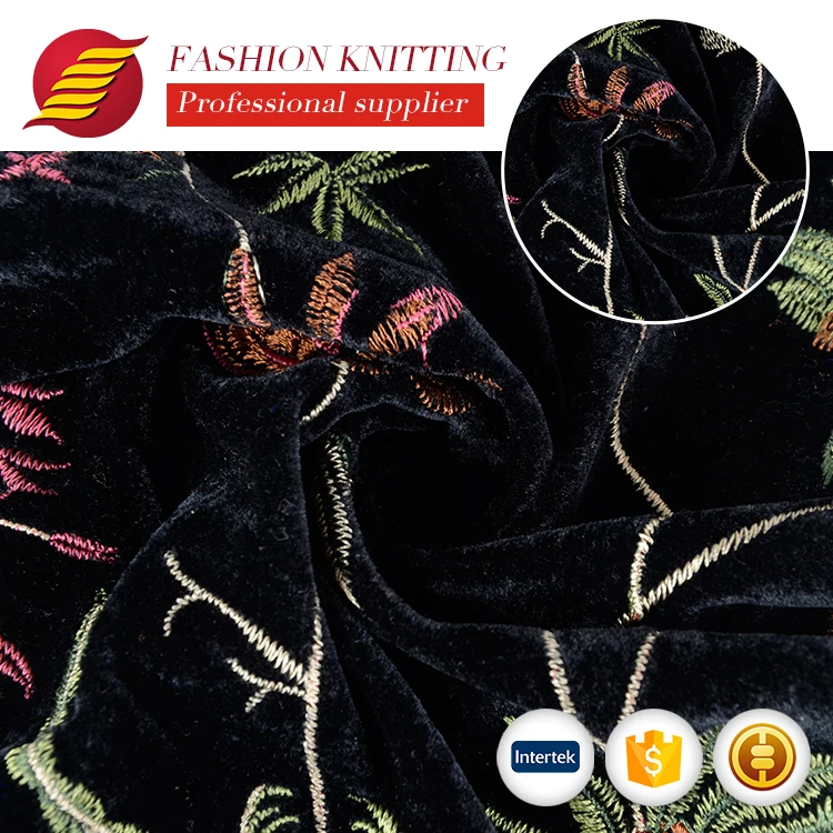 
100 polyester shiny velour embroidery velvet fabric imported from china 