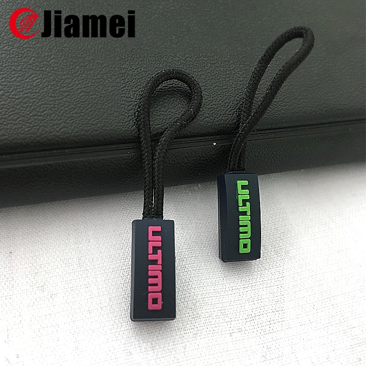 Rectangle Embossed 3D Rubber Zipper Puller