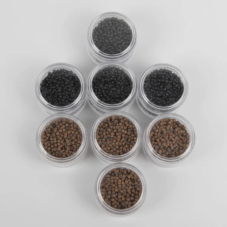 Best Selling  1000pcs 5mm Silicon Lined Micro Ring Beads Screw Thread For I Tip Hair Extensions