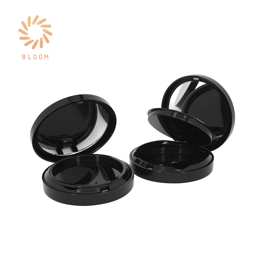 Magnet Round Empty Plastic Powder Compact Case with Mirror
