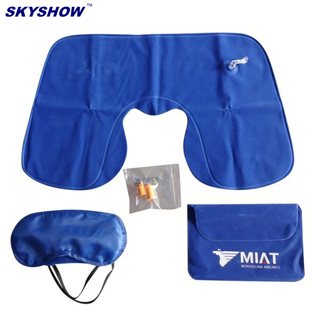 Airline Travel Kits Inflatable Pillow Set with Hearing Protection Eye Mask And Ear Plug