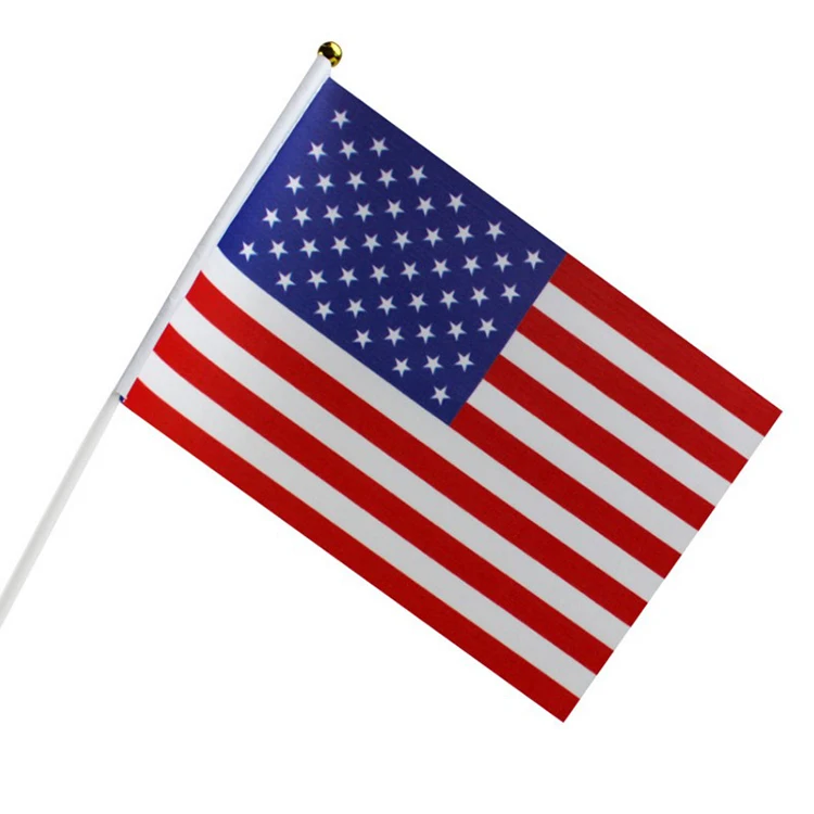 
New design Printed Silk Brazil Hand Held Flag Tour Guide Flags 