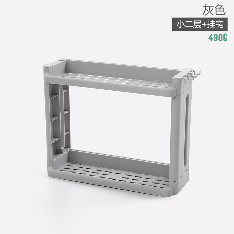 new household plastic kitchen spice dish rack storage shelf With hook  hanging basket