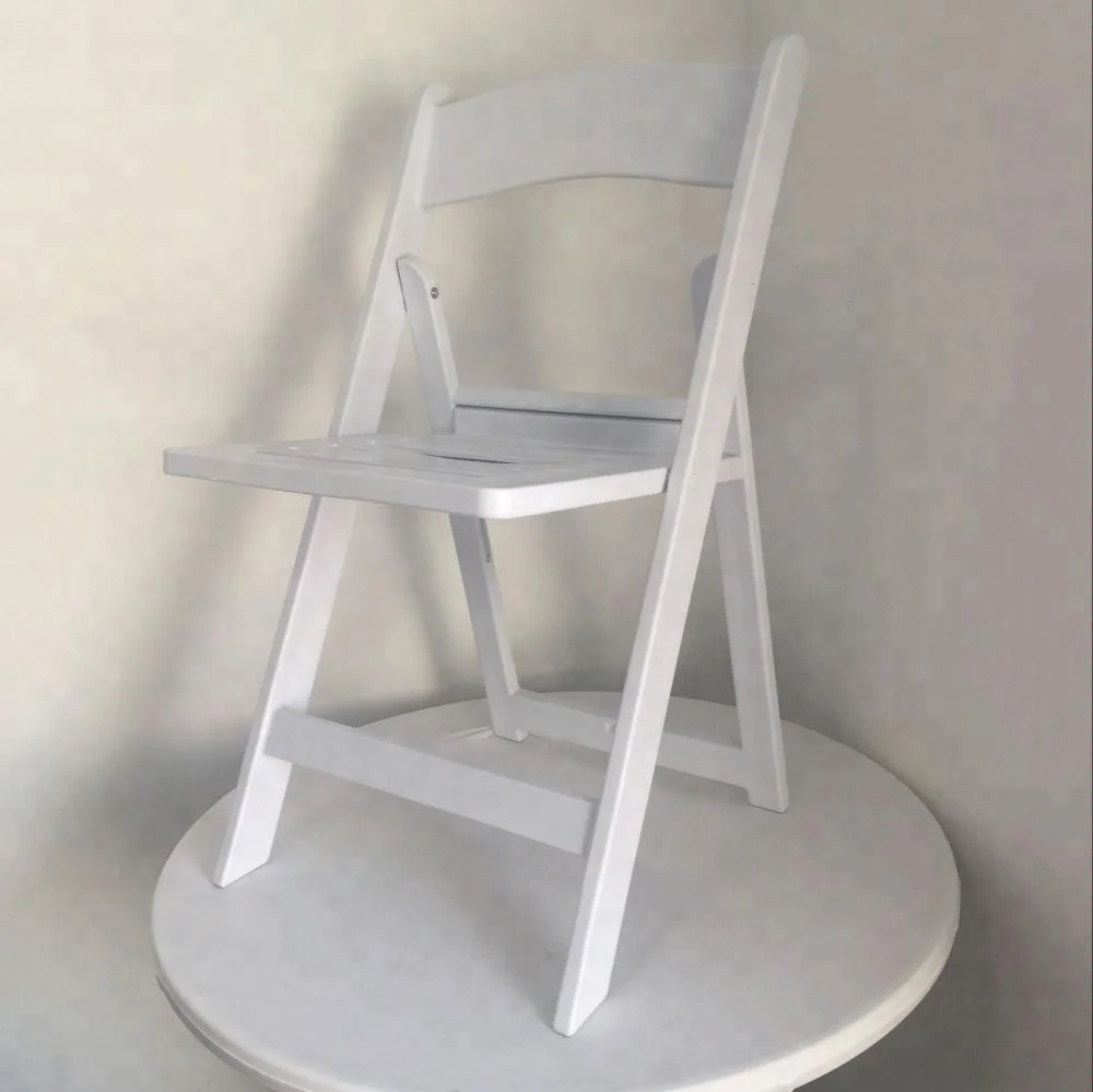 top quality white wedding resin folding chair with slat seat