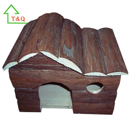 Wooden Pet Houses Small Animal Hut Bark Hamster Cages