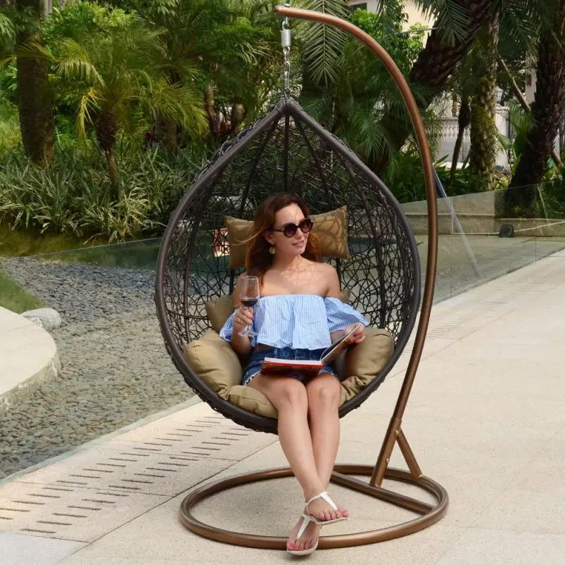 Balcony Hang From Ceiling Rattan Swing Chair For Bedroom