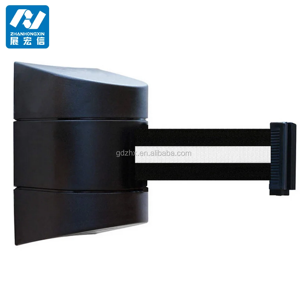 Warehouse wall mount retractable barrier crowd tape retractable belt crowd wall