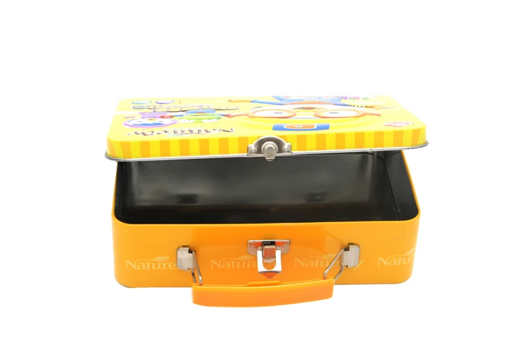 Cheap lovely kids food candy packaging lunch metal tin box with lock and key