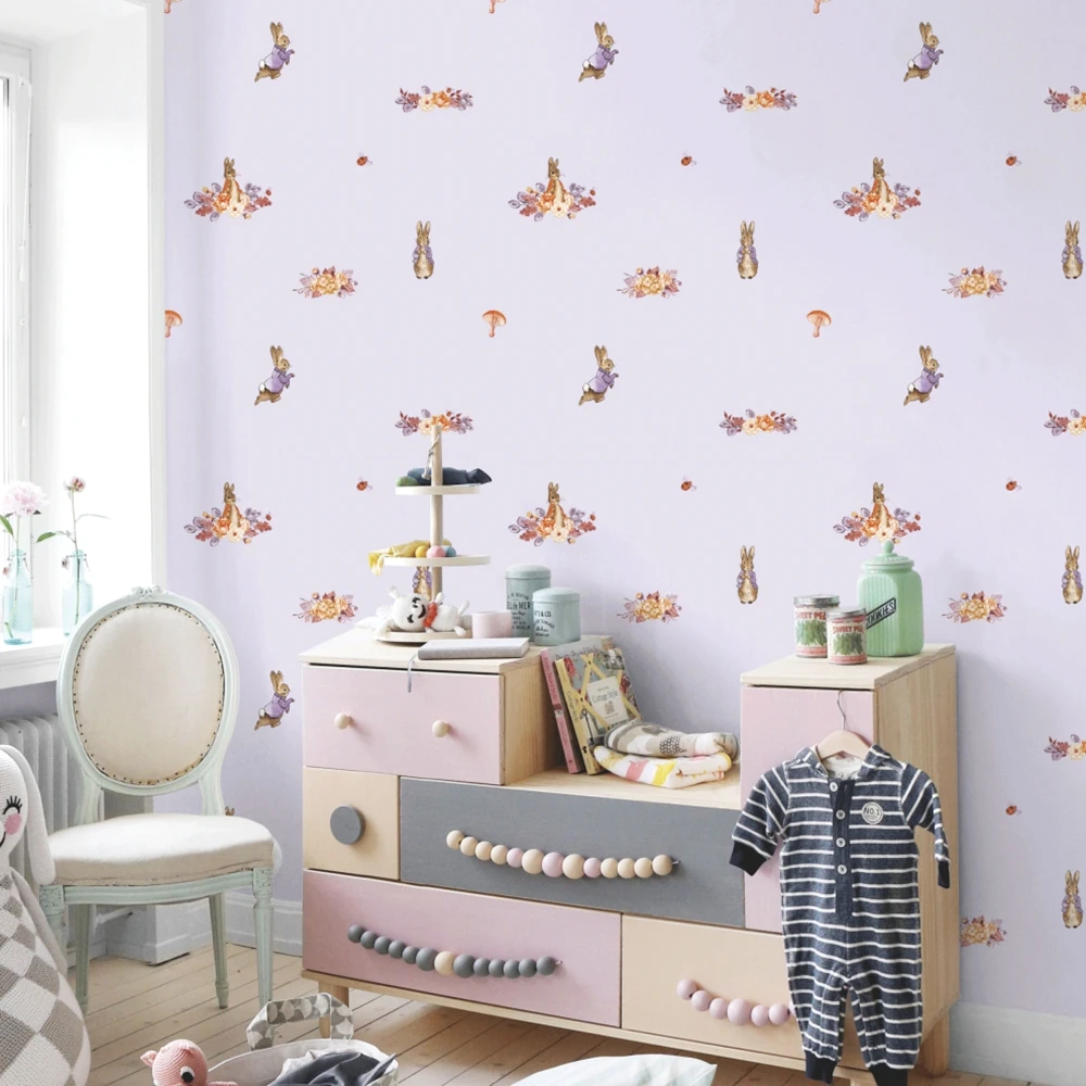 0.53*10M New Arrival Rabbit Pink Kids Wallpaper for Baby Room Wall Decoration
