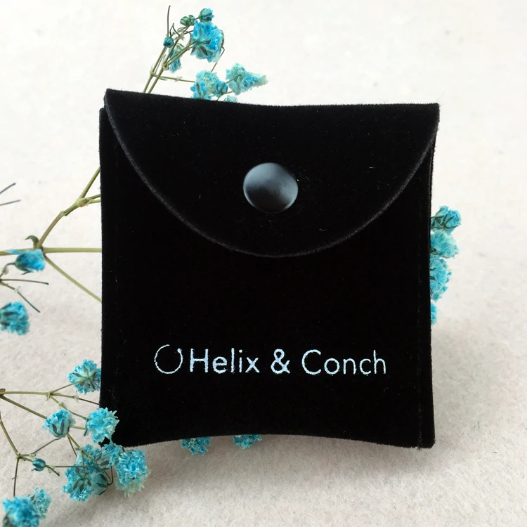 Черный маленький бархатный мешочек для ювелирных изделий с индивидуальным логотипом