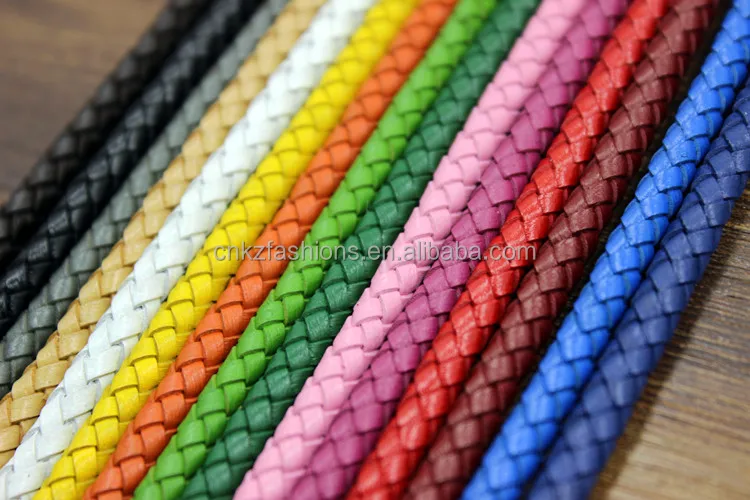 handmade leather cowhide ropes 4 mm woven leather cord bracelet necklace cord