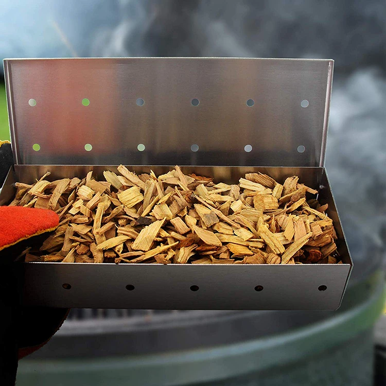 Barbeque Smoker Box - Stainless Steel Wood Chip Smoke Box