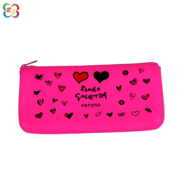 High quality silicone stationery pencilcase custom printed promotional waterproof pencil case