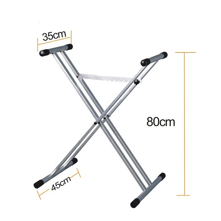 Kool Sound Fashionable Double X Steel Silver Electronic Keyboard Stand