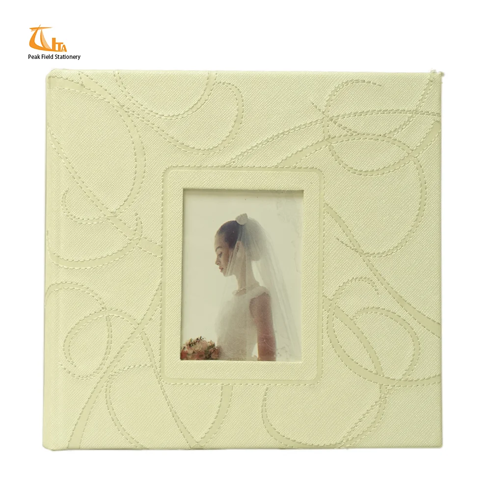 Faux leather embroidery wedding cover a4 size self adhesive sheets photo album