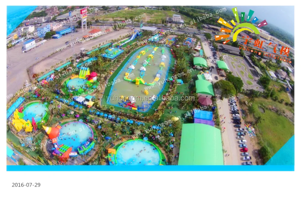 inflatable commercial water park/ inflatable moving water park with slide and pool