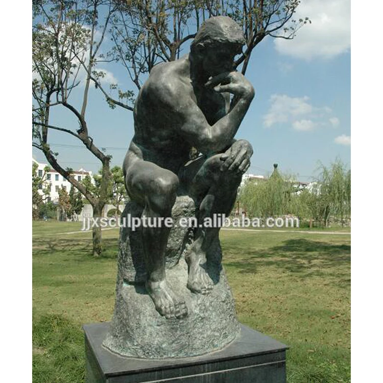 Знаменитая бронзовая скульптура фигурки Rodin в натуральную величину, бронзовая скульптура обнаженного человека для сада