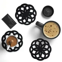 2020 Wholesale Cheap Waterproof Black Felt Tea Cup Coaster Mats CoffeeTable Placemat For Sale