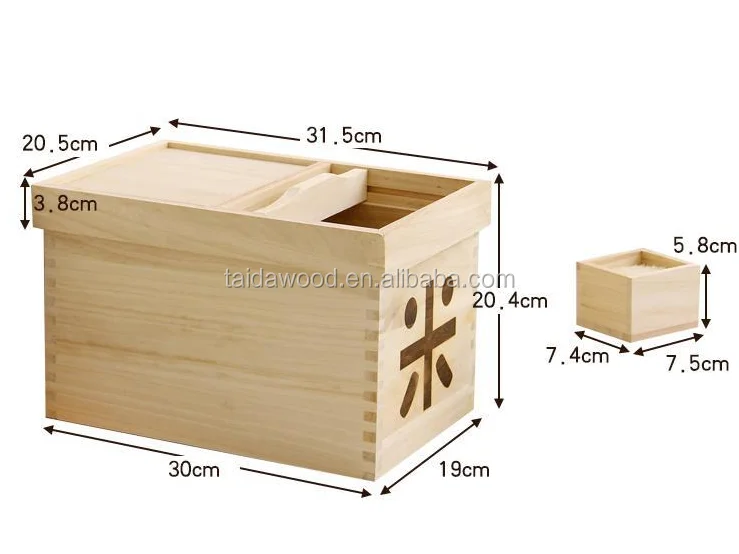 Natural paulownia wood made rice bin [paulownia solid / dehumidifying effect / insect effect]