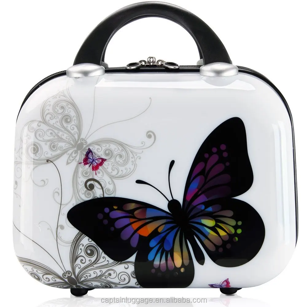 
4 Pcs Butterfly Hardshell Suitcase Spinner Set - With Lock & Beauty Case 360 Castors 