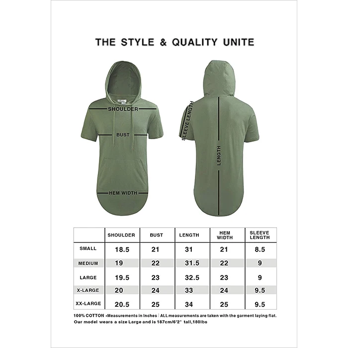 Hipster Hip Hop Elong Longline Hoodie Side Zipper Stretchy Short Sleeve Curved Hemline Gym Tshirt Hoodies