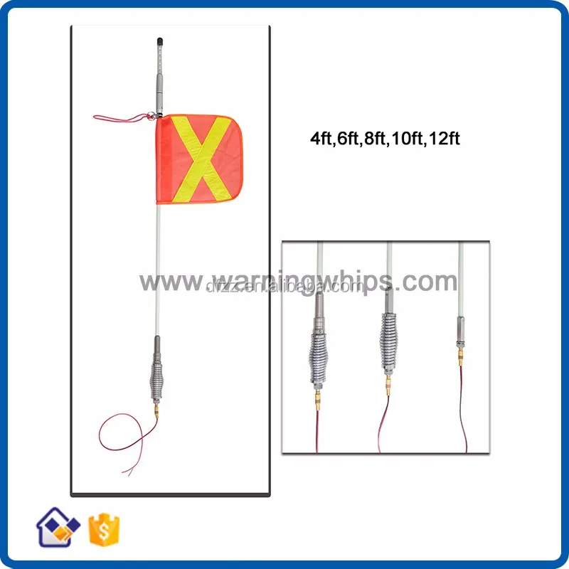 Safety whip with Reflective Warning Flag for mining heavy duty vehicle
