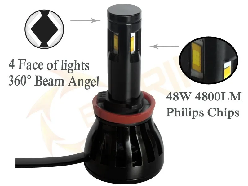 2017 хорошая светодиодная автолампа h11 h1 h3 h4 h7 h13 ближний дальний свет светодиодные фары для автомобиля 9-36вольт 4800лм