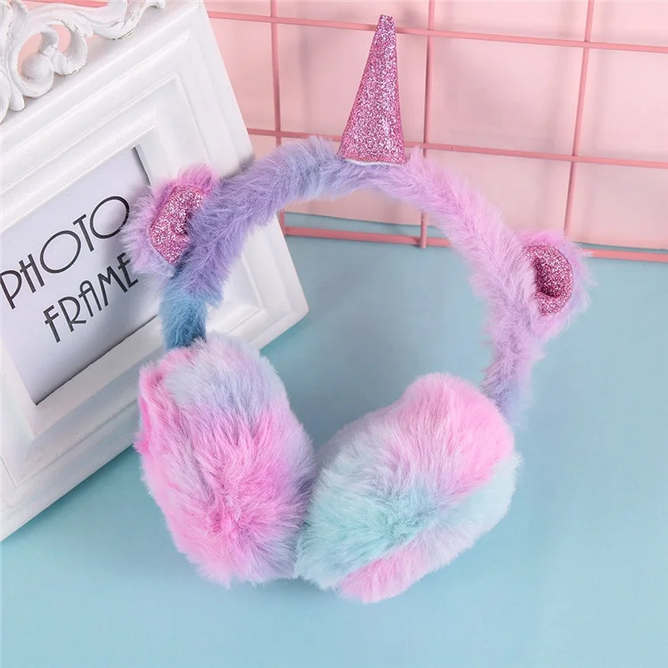 
Christmas Gift Colorful Lovely Kids Girls Unicorn Ear Muffs Child Winter Rabbit Plush Earmuff 