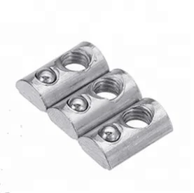 4040 Aluminum Profile Accessory Steel M3  Spring Nut Half Round Roll In T Slot Nut With Loaded Ball
