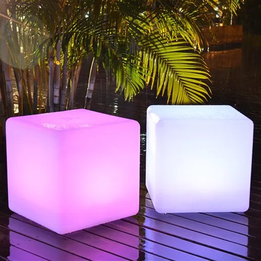LED Light Cube Stool Custom Outdoor Waterproof Bar Furniture Bar Chair Commercial Furniture RGB High Quality Pe,plastic Modern