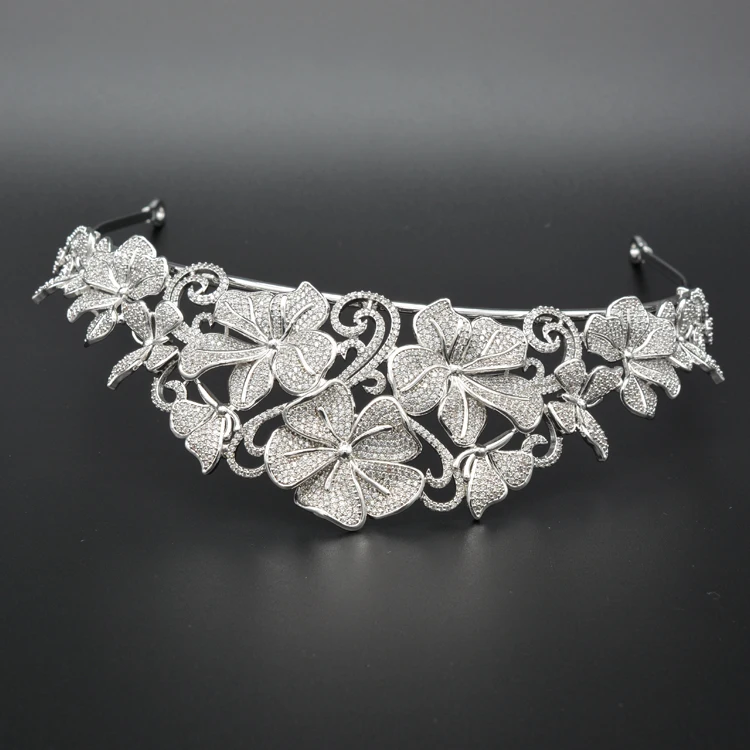 Китайская ювелирная фабрика, диадемы на заказ, корона, цветок, горный хрусталь, тиары для невесты