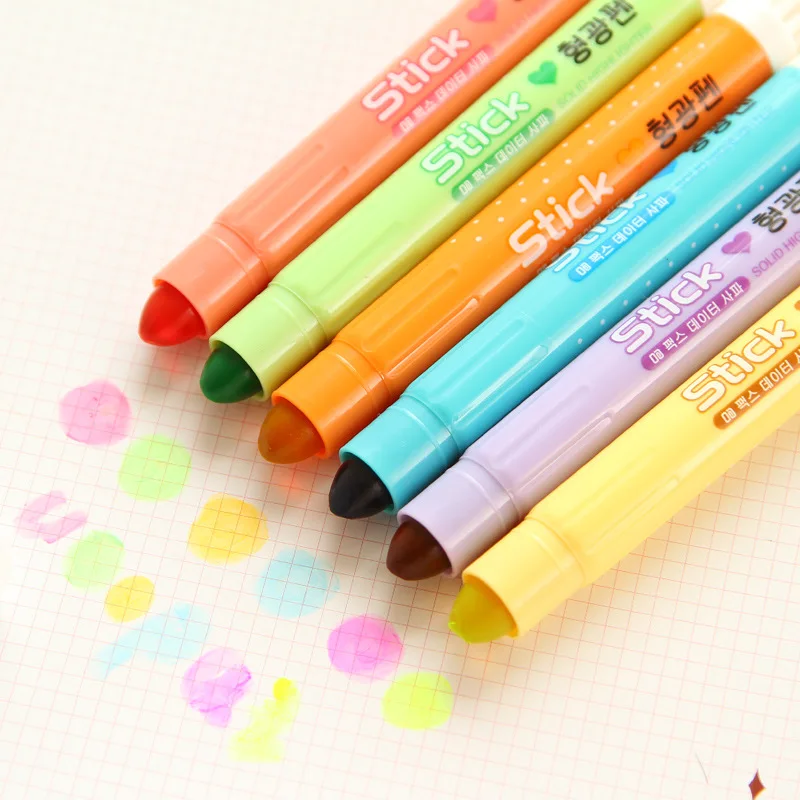 South Korea stationery lovely color solid fluorescence pen key marker crayon color marker pen