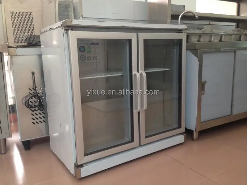 2 doors counter top beverage freezer beer display fridge refrigerator stainless steel bar cooler
