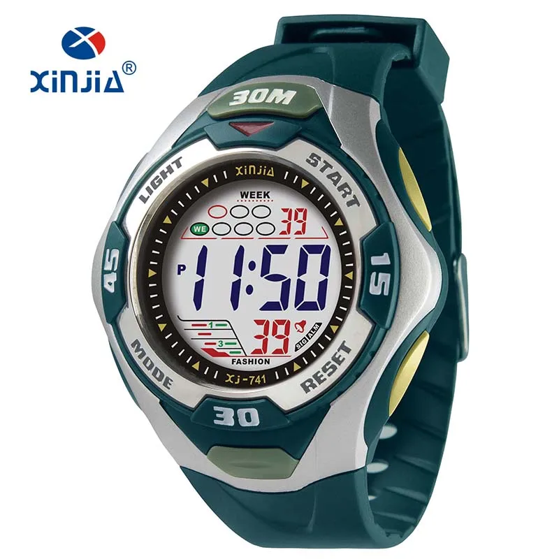 Мужские Цифровые часы китайского бренда XINJIA водонепроницаемые из термопластичного полиуретана с кольцом сплава