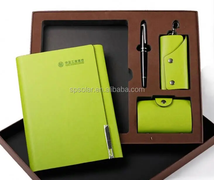 luxury gift set with corporate leather diary notebook