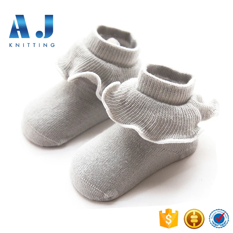 AJ 18327 Infant Toddler Baby purple Frilly Lace Trim Socks